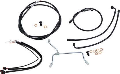 Burly Brand B30-1113 Black Vinyl Cable/Line Kit - 13 in. Ape Hangers - 2014-2015 Touring Without ABS - Main View
