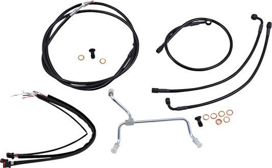 Burly Brand B30-1113 Black Vinyl Cable/Line Kit - 13 in. Ape Hangers - 2014-2015 Touring Without ABS - Main View