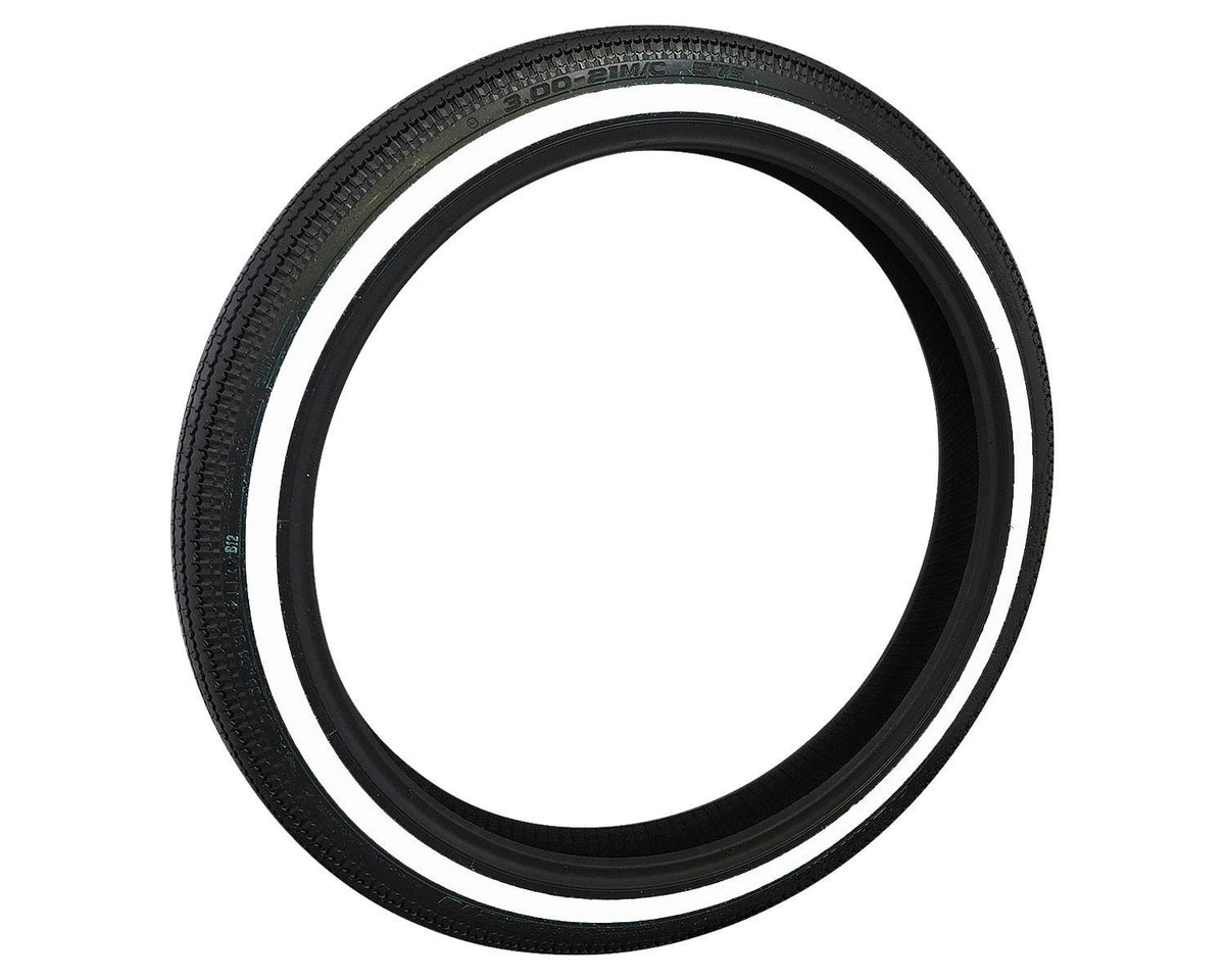 SHINKO E270 Whitewall Super Eagle Vintage Motorcycle Tire - 3.00-21 57S Front | 30212701 — product view 1