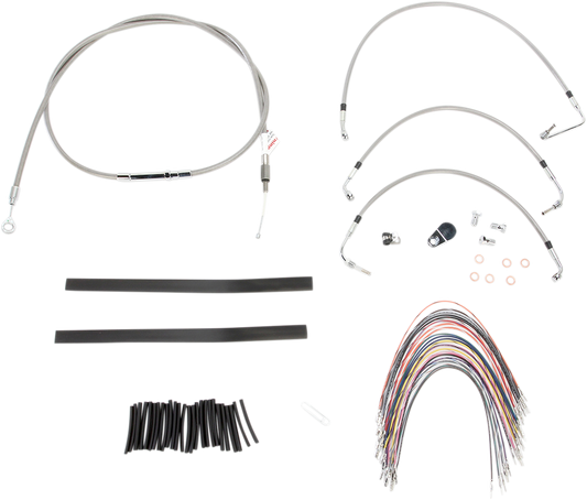 Burly Brand B30-1103 Stainless Braided Control Kit for 13 in. Ape Hangers - 2008-2013 FLHT/FLHX Non-ABS