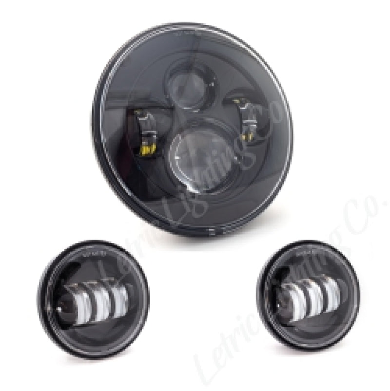Letric Lighting 7 吋 LED 頭燈 附 輔助燈 黑色｜LLC-ILHK-7B