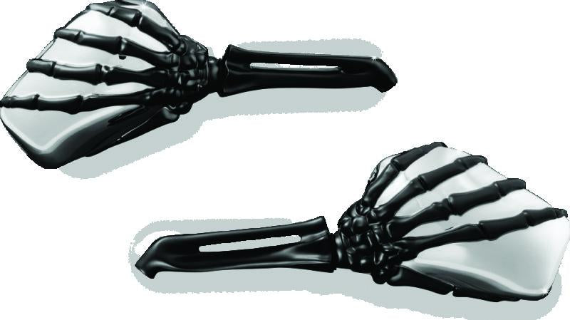 Kuryakyn Skeleton Hand 後照鏡 黑色/鍍鉻｜1764