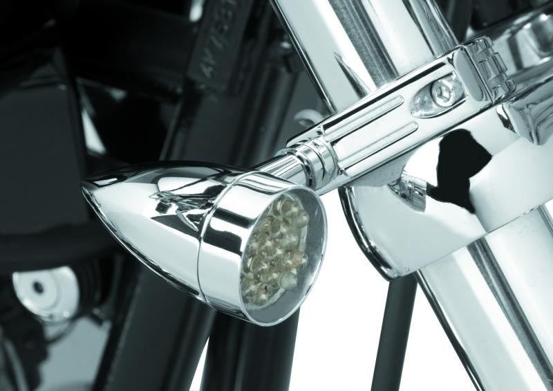 Bikers Choice 鍍鉻 迷你 LED 方向燈 附 41 MM 夾座 通用改裝款 一對｜482422