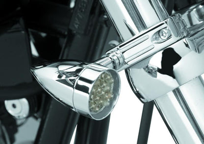 Bikers Choice 鍍鉻 迷你 LED 方向燈 附 41 MM 夾座 通用改裝款 一對｜482422