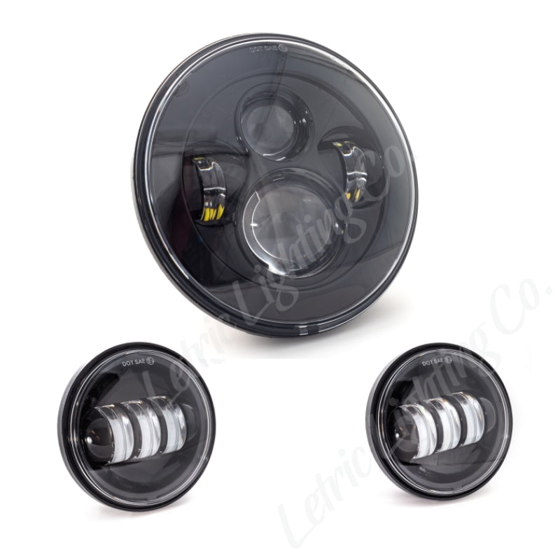 Letric Lighting 7 吋 LED 頭燈 附 輔助燈 黑色｜LLC-ILHK-7B