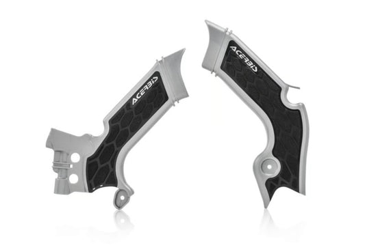 Acerbis 21+ Kawasaki KX250/ 19-23 KX450 車架護蓋- X-握把 - 銀色/黑色｜2742601015