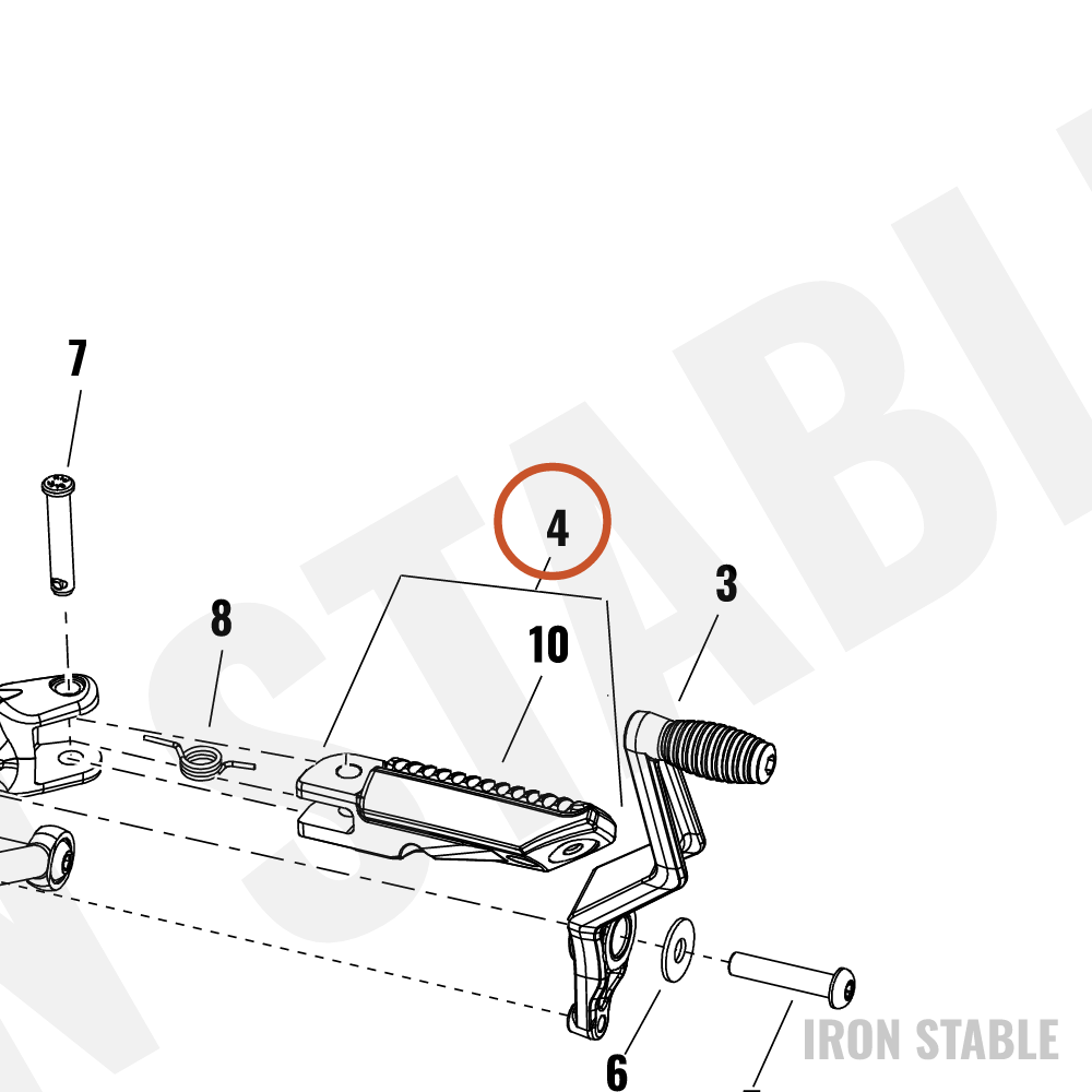 Harley-Davidson Nightster Left Rider Footpeg | 50502078 - OEM parts illustration