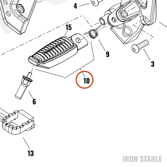 Harley-Davidson Nightster Right Rider Footpeg | 50502127 - OEM parts illustration