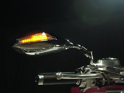BikeMaster 通用型 後照鏡 附 Integrated 方向燈 10mm - 一對 - 鍍鉻｜600298