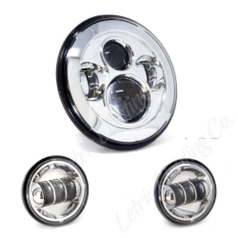 Letric Lighting 7 吋 LED 頭燈 附 輔助燈 鍍鉻｜LLC-ILHK-7C