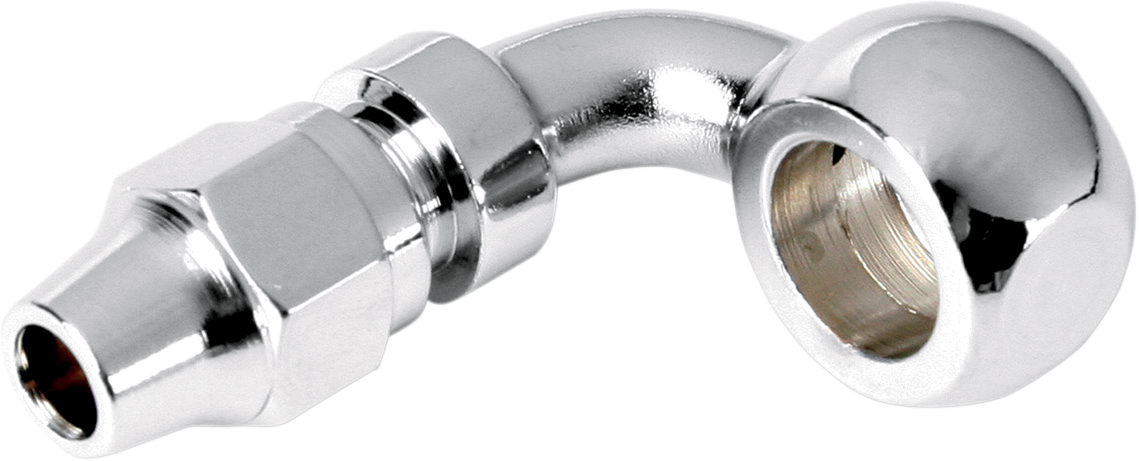 Drag Specialties 1742-0106 Chrome 90-Degree Banjo Fitting | 3/8 in / 10 mm