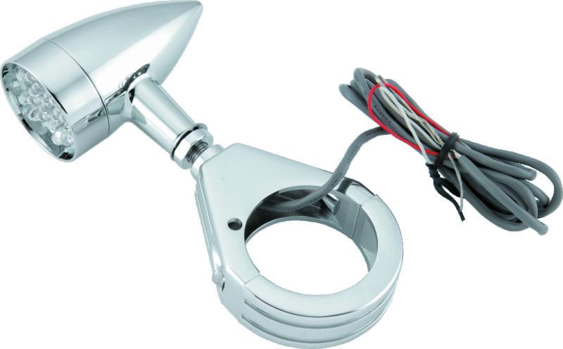 Bikers Choice 鍍鉻 迷你 LED 方向燈 附 41 MM 夾座 通用改裝款 一對｜482422