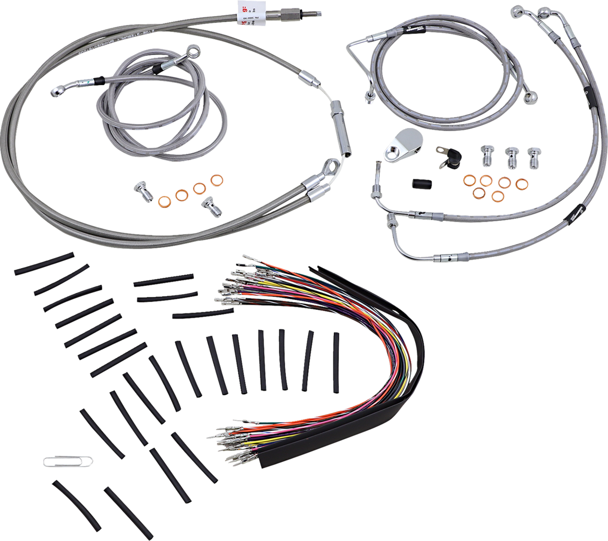 Burly Brand Stainless-Steel Handlebar Control and Brake-Line Kit | 13 in. | 0610-0810