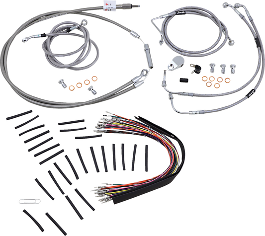 Burly Brand Stainless-Steel Handlebar Control and Brake-Line Kit | 13 in. | 0610-0810