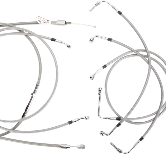 Burly Brand Stainless-Steel Handlebar Control and Brake-Line Kit | 15 in. | 0610-0812