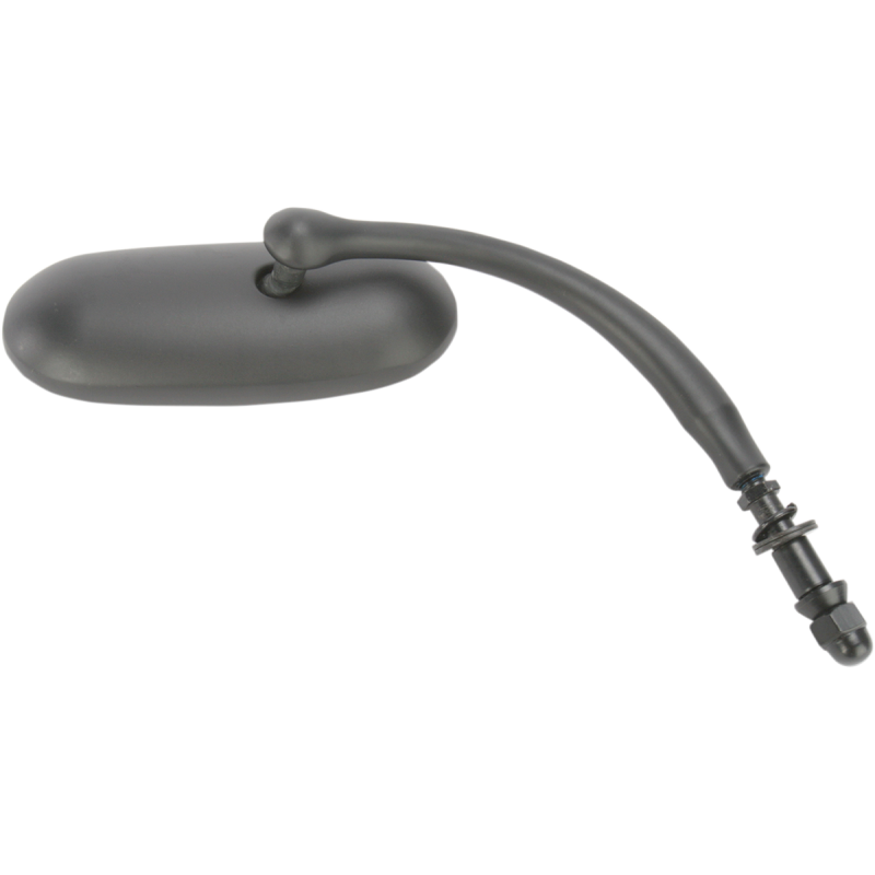 Drag Specialties 0640-0589 Black Powder Coat Right Short Oval Mirror - Main View