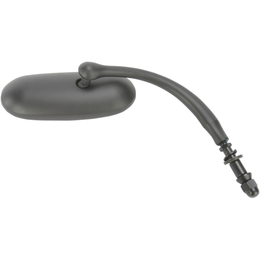 Drag Specialties 0640-0589 Black Powder Coat Right Short Oval Mirror - Main View