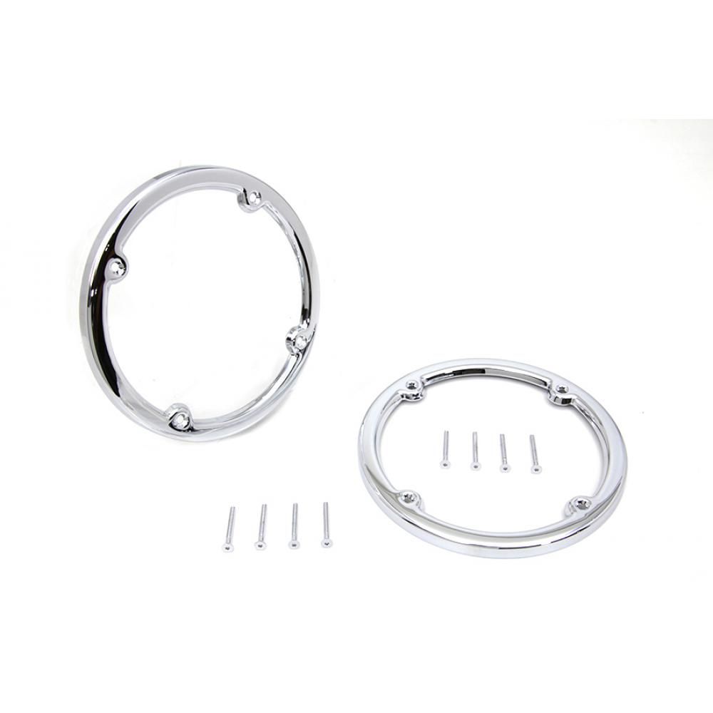 MotoTown Rear Speaker Grille Trim Pair - Chrome, OEM 74584-99 for 1998-2013 FLHTCU / FLHTCUTG