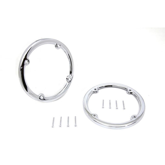 MotoTown Rear Speaker Grille Trim Pair - Chrome, OEM 74584-99 for 1998-2013 FLHTCU / FLHTCUTG