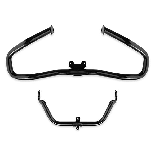 MotoTown 1-1/4 in. Chopped Front Engine Guard Kit - Gloss Black for 2014-2020 Road Glide