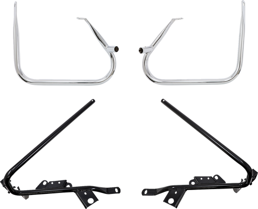 MotoTown Rear Saddlebag Guard and Support Kit - Chrome / Black, OEM 49282-09B for 2009-2013 FLHX / FLTR