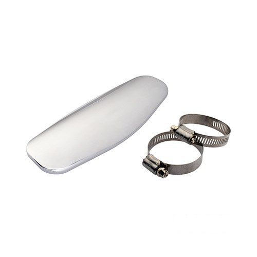 MotoTown Exhaust Heat Shield Kit - 3-Piece Set, Smooth, 9 in. Long, 1-3/4 in. Pipe, Chrome, Universal
