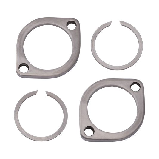 MotoTown Polished Stainless Exhaust Flange and Retaining Ring Kit, OEM 65325-83 / 65328-83 - Silver (FG-030035)