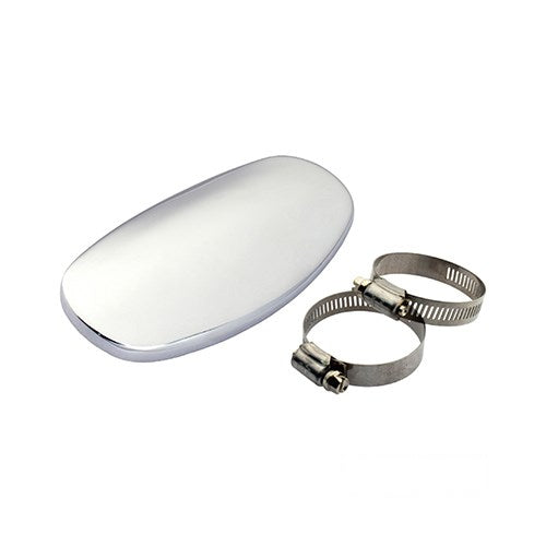 MotoTown 5-1/2 in. Universal Spoon Exhaust Heat Shield with 2 Clamps - Polished Stainless Steel