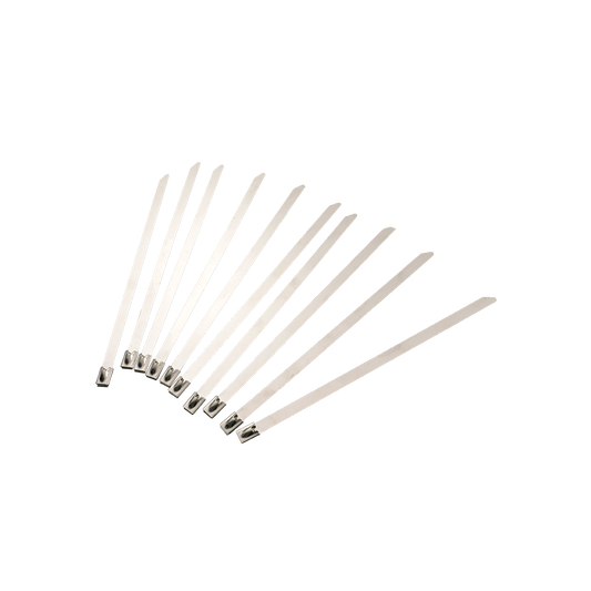 MotoTown 10-Pack Exhaust Wrap Cable Ties, 200 mm, Stainless Steel - FG-030065