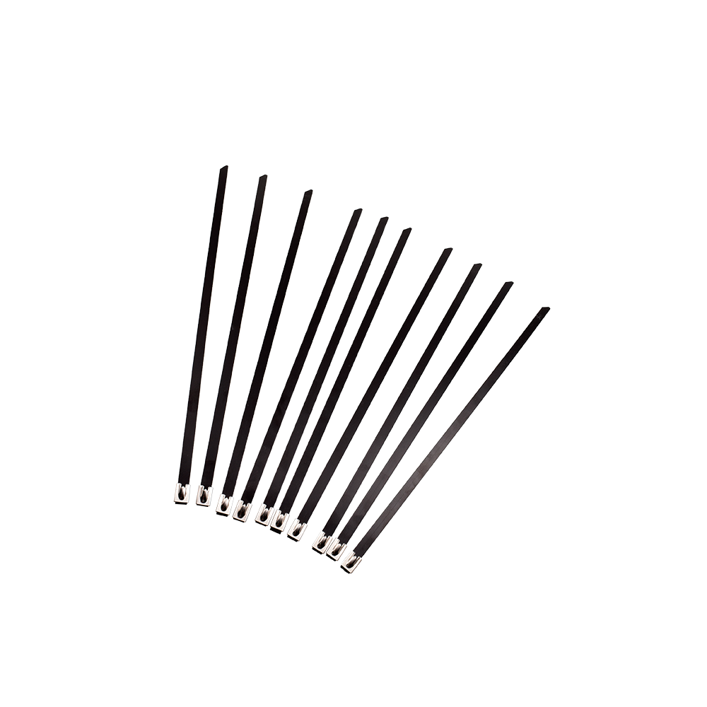 MotoTown 10-Pack Exhaust Wrap Cable Ties, 350 mm, Black Stainless Steel - FG-030068