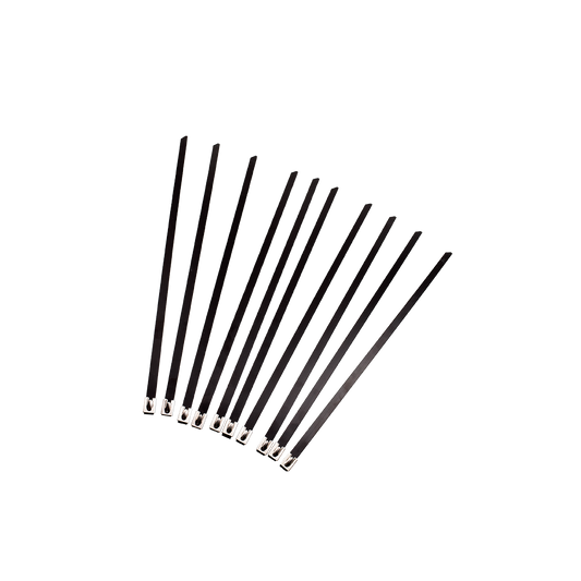 MotoTown 10-Pack Exhaust Wrap Cable Ties, 350 mm, Black Stainless Steel - FG-030068