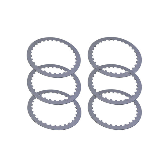 MotoTown 6-Piece Steel Clutch Plate Set, OEM 37913-90 - Silver for 1990-1997 Evolution Big Twin / 1991-2020 XL - FG-060068