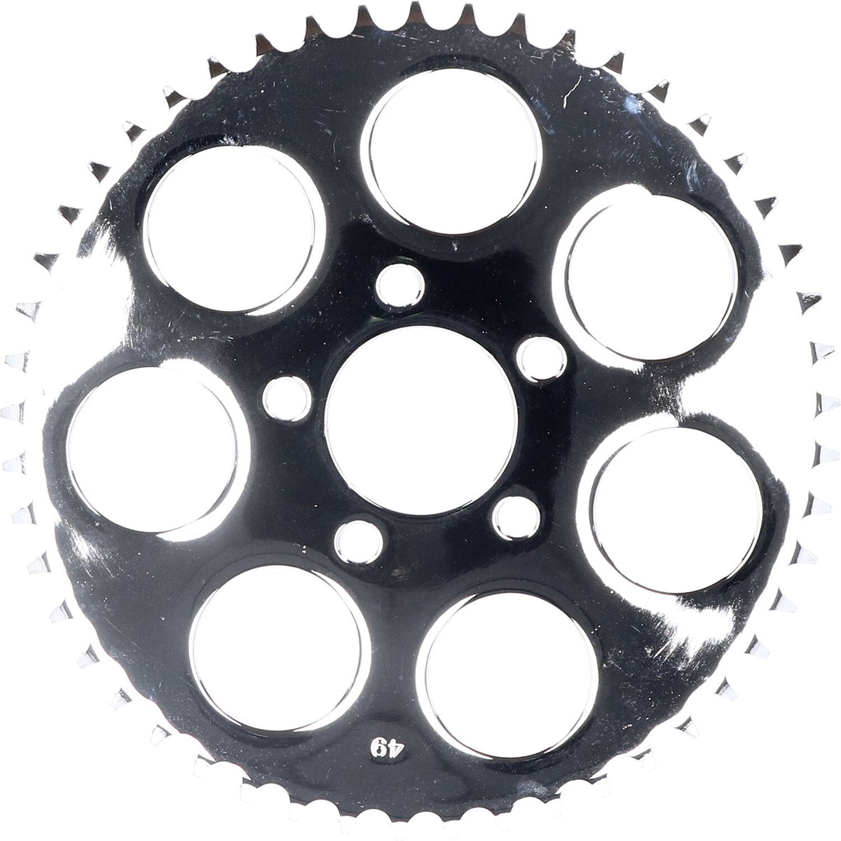 MotoTown Sprocket, Rear, Flat, 2.2 in. ID, 49-Tooth, 7-Hole, Chrome for 2000-2026 Big Twin