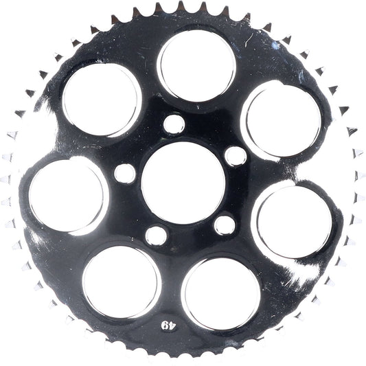 MotoTown Sprocket, Rear, Flat, 2.2 in. ID, 49-Tooth, 7-Hole, Chrome for 2000-2026 Big Twin
