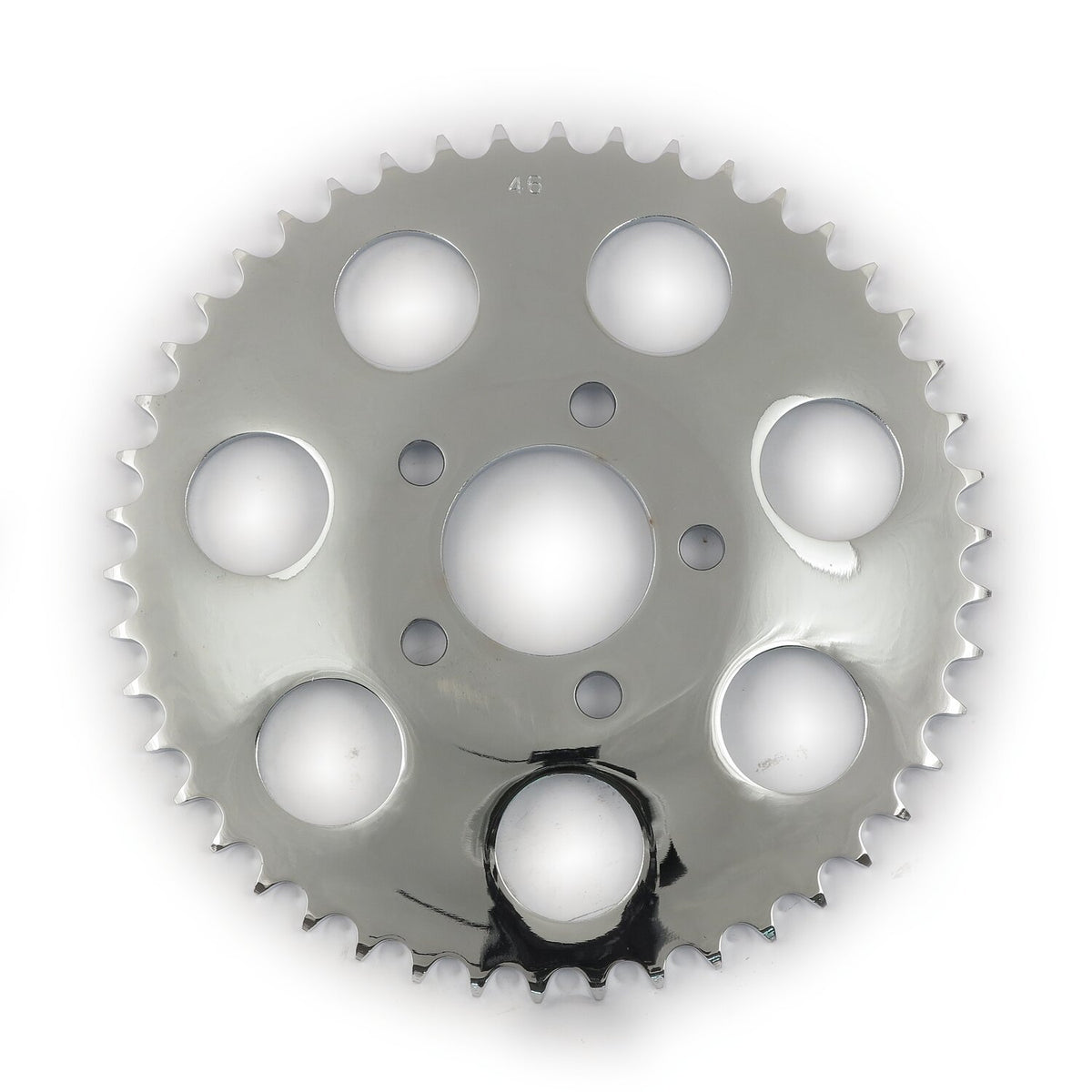 MotoTown Sprocket, Rear, Dished, 2.2 in. ID, 46-Tooth, 7-Hole, 0.23 in. Offset, Chrome for 2000-2026 Big Twin