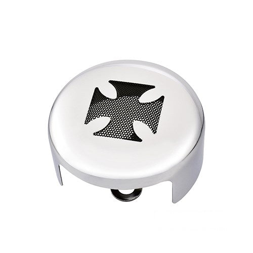 MotoTown 4-5/8 in. Maltese Cross Side Horn Cover - Chrome for 1991-2021 Big Twin and Sportster XL