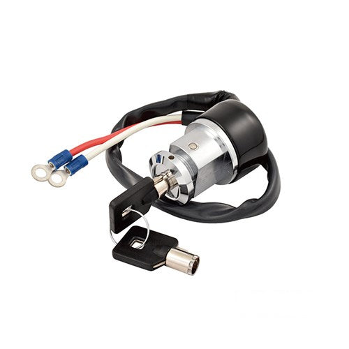 MotoTown 2-Position Round-Key Ignition Switch - Chrome, OEM 71428-90A for 1991-1992 FXDBD, FXDBS, and FXDC