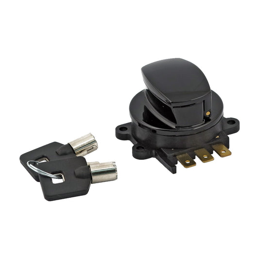 MotoTown Side-Hinge Ignition Switch with 2 Barrel Keys - Gloss Black for Softail, Dyna & Road King