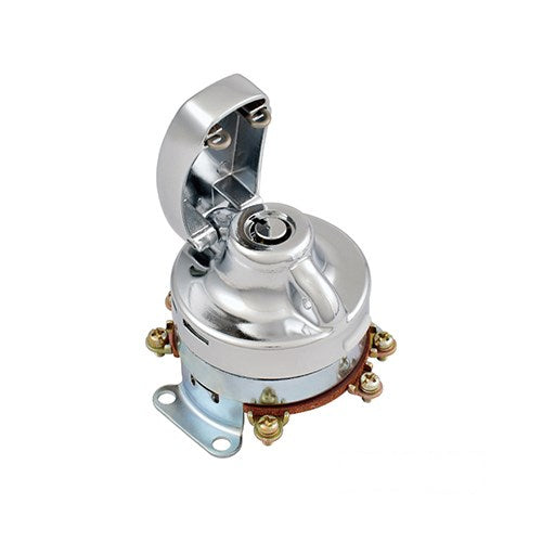 MotoTown Ignition Switch, Electronic, Heavy-Duty, Chrome, Round Key