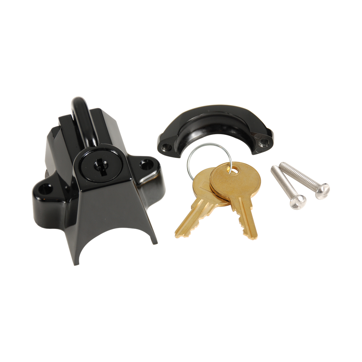 MotoTown Universal Helmet Lock for 7/8 to 1-1/4 in. Tubes - Gloss Black (FG-080103)