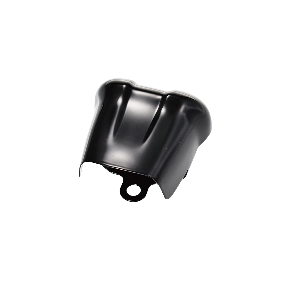 MotoTown 4-5/8 in. Waterfall-Style Steel Horn Cover - Gloss Black Powder-Coated, OEM 61300623 - FG-080247