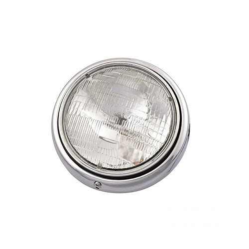 MotoTown FL Freight Train Nacelle 7 in. H4 Headlamp Unit - Chrome for 1960-1984 FL and 1995-2003 FLHR