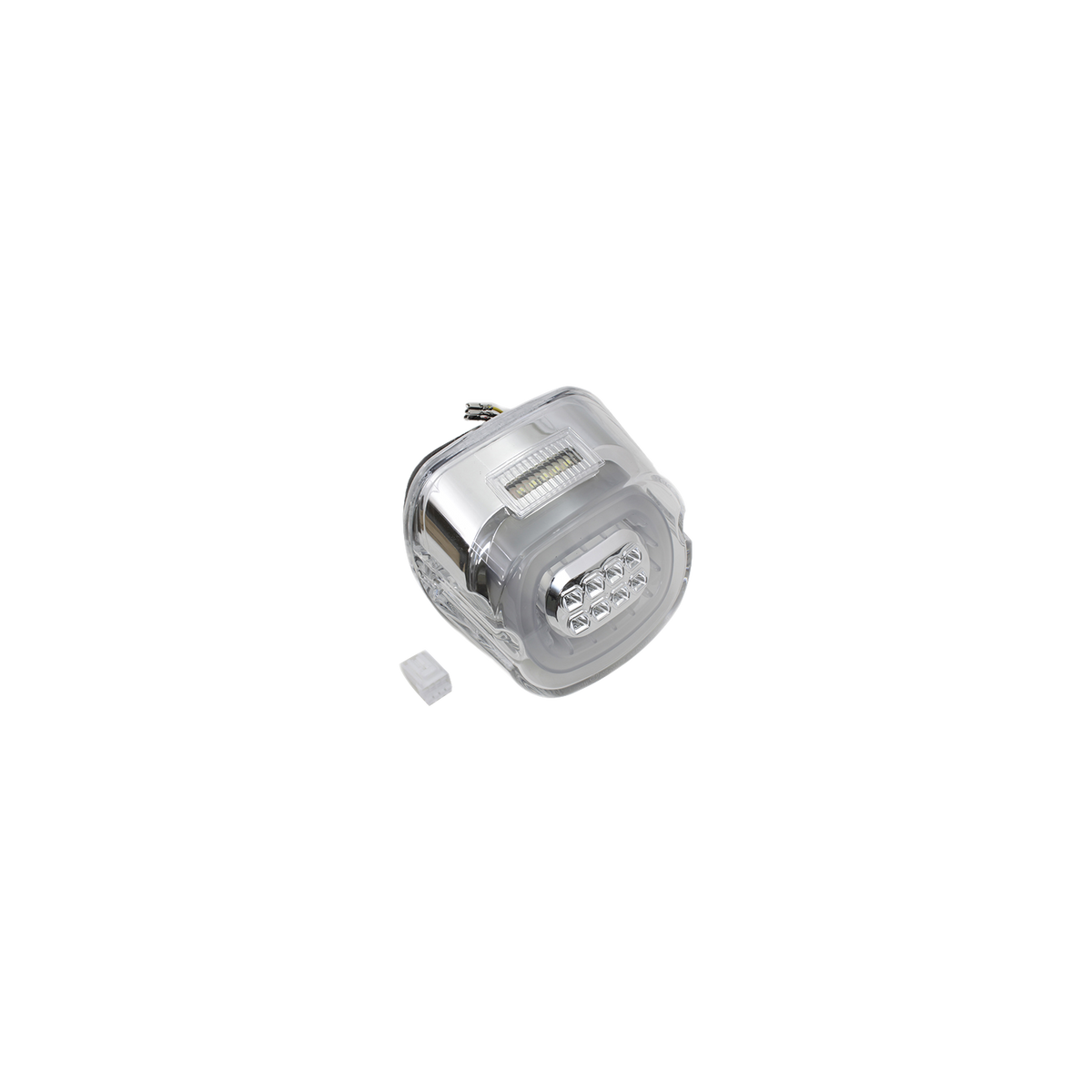 MotoTown Layback LED 尾燈總成，透明，ECE，鍍鉻色外殼