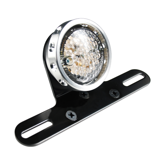 MotoTown Taillight, Bobber Style, Silver With Black Bracket - Red (FG-090122)
