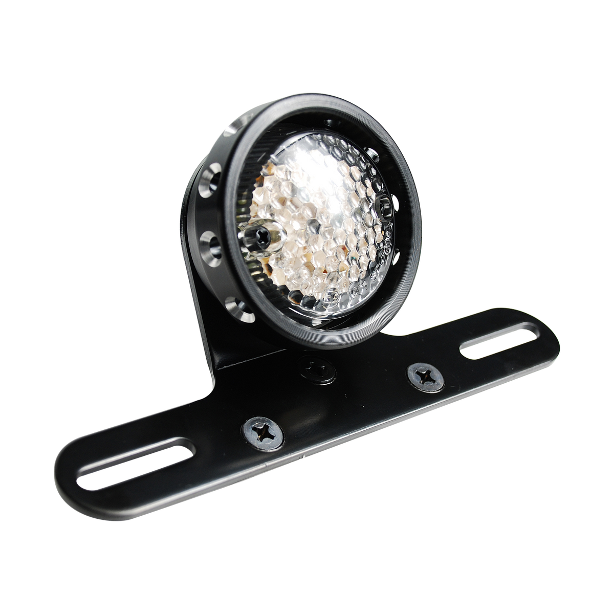MotoTown Bobber-Style LED Taillight with Bracket - Black / Red Lens (FG-090123)