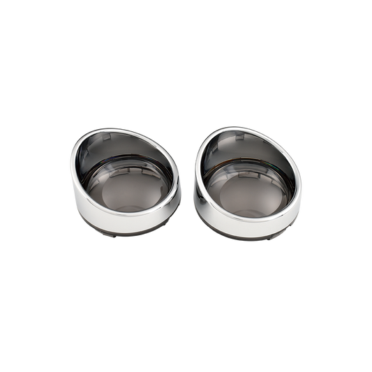 MotoTown Turn Signal Lens Pair, Deuce, Smoke With Chrome Visor - FG-090158