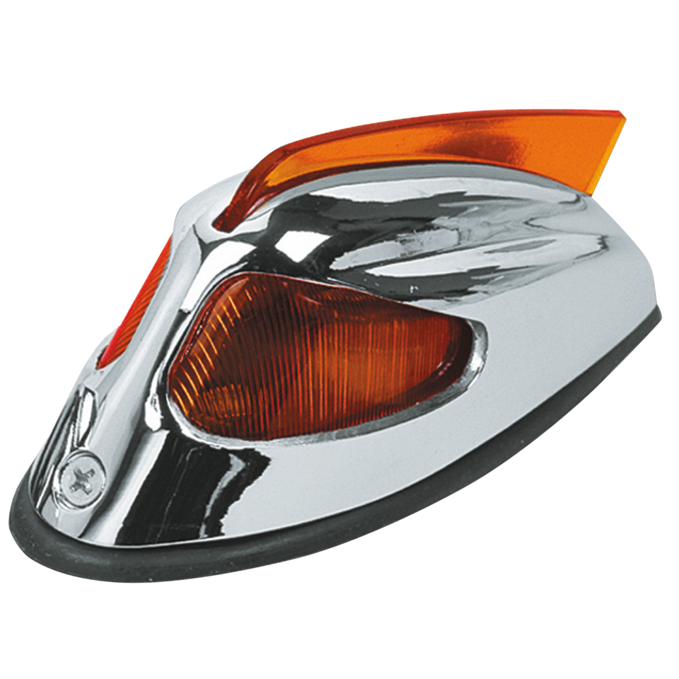 MotoTown 12 V Front Fender Light with Amber Lens - Chrome, OEM 68450-49A for 1949-1967 FL