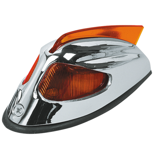 MotoTown 12 V Front Fender Light with Amber Lens - Chrome, OEM 68450-49A for 1949-1967 FL