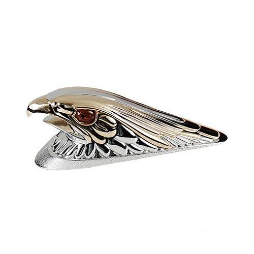 MotoTown Large 2-1/2 in. Illuminated Eagle Fender Ornament - Chrome / Gold / Amber