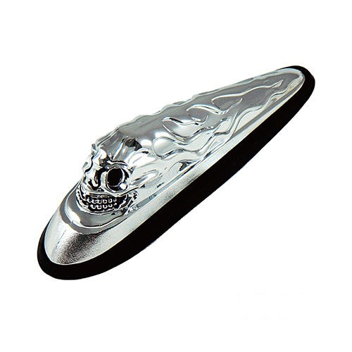 MotoTown Skull Head Front Fender Ornament - Chrome / Black Eyes